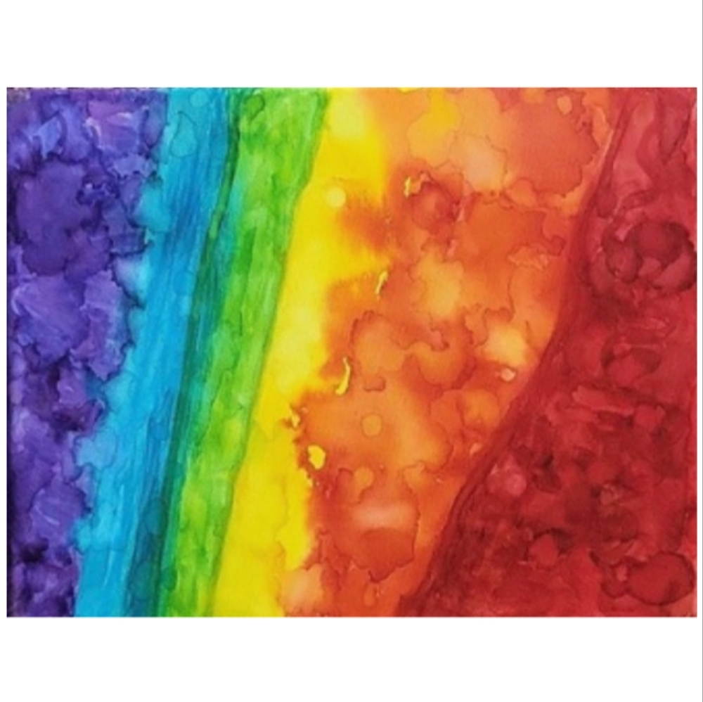 Hand Crafted Abstract Rainbow Design 11x14 Inches Canvas Painting - Picture 4 of 4